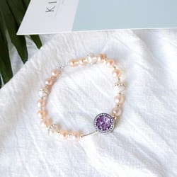 天然珍珠幸運紫水晶潘多拉手鏈個性精美手串925銀飾 第1張的照片