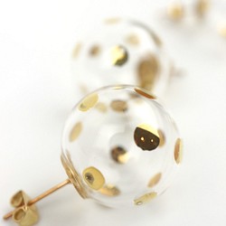 SUSIE - 真金彩繪波點玻璃球耳丁 Gold-paint polkadots bubbles earrings 第1張的照片