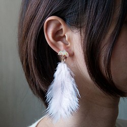 冬季鳥耳環[白色]耳環或耳環 第1張的照片