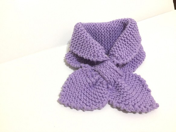 手工編織圍巾 蝴蝶圍巾 紫色 第1張的照片