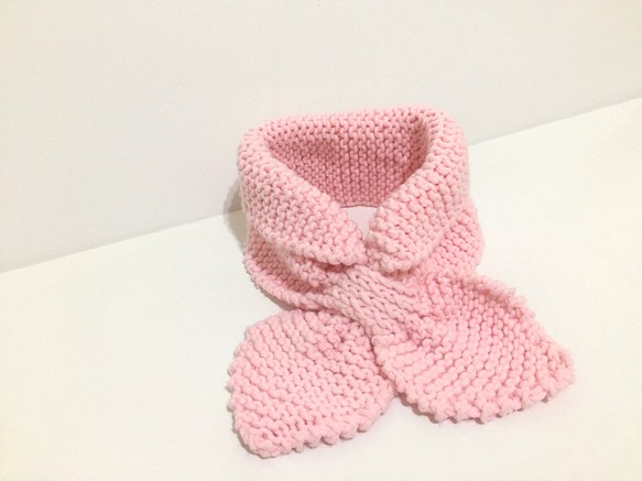 手工編織圍巾 蝴蝶圍巾 粉紅色 第1張的照片