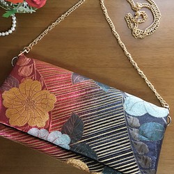 【kimono】帯リメイク 辻ヶ花調 クラッチバッグ 1枚目の画像