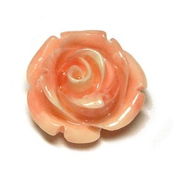 珊瑚（練り） 薔薇型パーツ ピンク 約14×11mm【5個セット販売】6001324 1枚目の画像