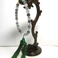 男女兼用念珠 フローライトと水晶の数珠 1000360 1枚目の画像