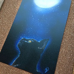 月を見上げる黒猫 猫のイラスト 絵画 吉井工房 通販 Creema クリーマ ハンドメイド 手作り クラフト作品の販売サイト