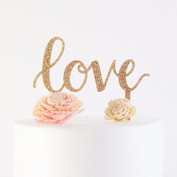 【SALE】Love Calligraphy Gold Acrylic Cake Topper 1枚目の画像
