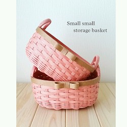 ＊ribbon basket "mini"＊【2個set】～桜色の春インテリア～ 1枚目の画像