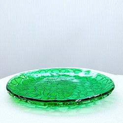 ベネチアングラス　18㎝　グリーンのお皿 1枚目の画像