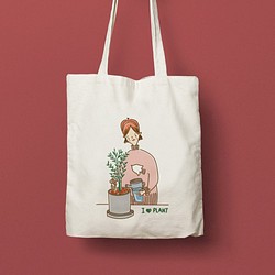原創插畫帆布包 可愛植物托特包 環保袋 第1張的照片