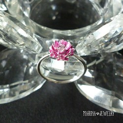 {スワロフスキージルコニア} Lotus 蓮の花のリング 【S】 pink × pink 1枚目の画像