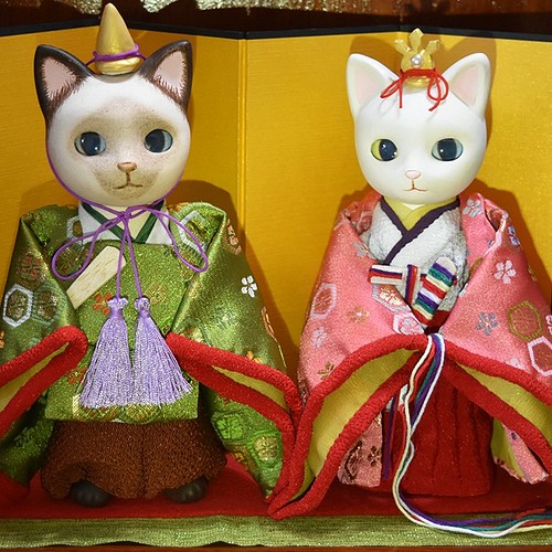 陶器の猫雛 猫の種類を選べます 屏風や敷物つき お雛様 ひな祭り 人形 