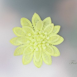ケミカルレースモチーフ 3枚セット 立体花 黄色(MFLA01YLJL3D) 1枚目の画像