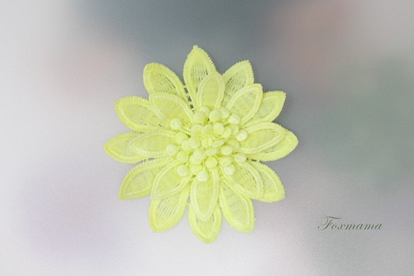 ケミカルレースモチーフ 3枚セット 立体花 黄色(MFLA01YLJL3D) 1枚目の画像
