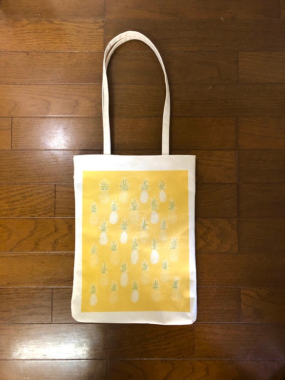 vegetable bag PINEAPPLE　/帆布/トートバッグ/パイナップル柄 1枚目の画像
