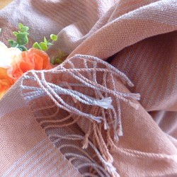 手織り　綿ストール　東雲色 1枚目の画像