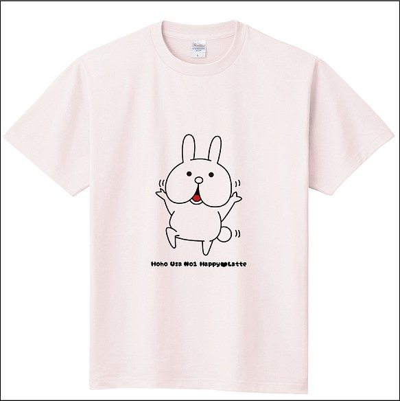 新品 うさぎ Tシャツ 半袖 丸襟 ライトピンク メンズ レディース キッズ うさぎ キャラクター かわいい ゆるキャラ Giftabulator