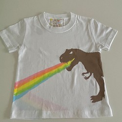 kidsTシャツ100cm「ティラノサウルスレインボー」100-210916 1枚目の画像