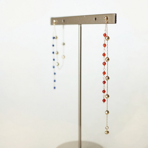 K10 月明かりのダンス / Friday - Carnelian & Lapis lazuli pierce