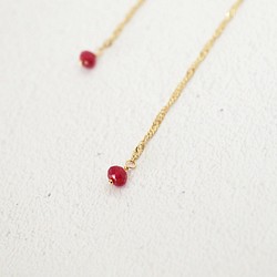 K10 Ruby long charm ピアス（その他） damie 通販｜Creema(クリーマ)