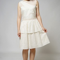 MIT 白色婚禮穿搭 小禮服式蕾絲簍空洋裝 (R5052E) 第1張的照片