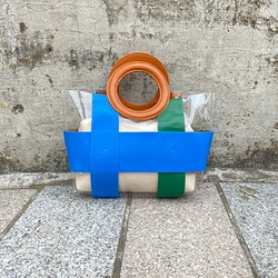PVCクリアトートバッグ(グリーン&ブルー) 1枚目の画像