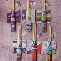 浴衣のお箸袋（うちわ爪楊枝付き） 富士六景（男子6客セット） 1枚目の画像