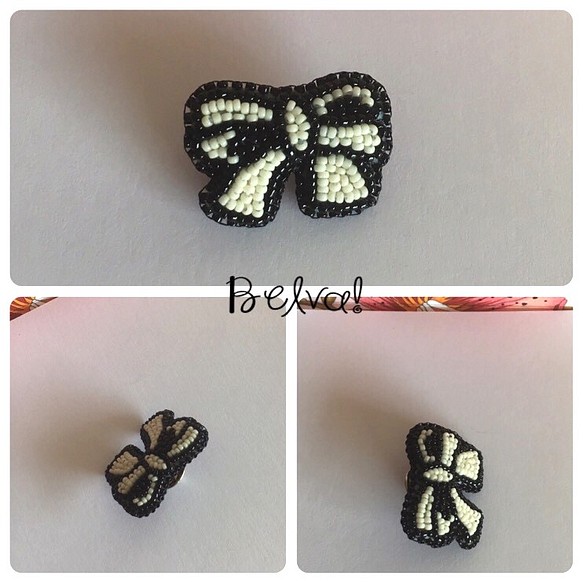 ビーズ刺繍 リボンのミニミニシリーズ ピンブローチ mini ribbon 1枚目の画像
