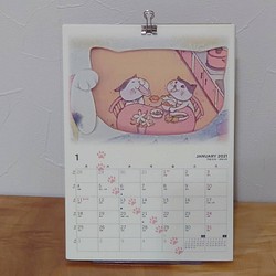 2021猫カレンダー「ねこねこアパート」スタンドタイプ 1枚目の画像