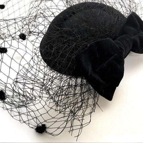 トーク帽 トークハット 黒 ブラック 髪飾り ヘッドドレス 結婚式 卒業 