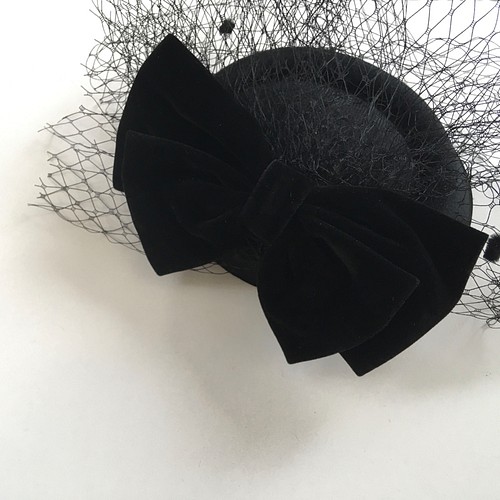 トーク帽 トークハット 黒 ブラック 髪飾り ヘッドドレス 結婚式 卒業 