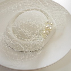 トークハット トーク帽 カクテルハット ヘッドドレス パーティー ウェディング 和装 白無垢 色打掛 1枚目の画像