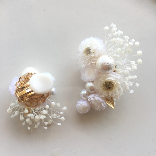 花言葉 永遠の愛 Bouquet Ear Cuffセット かすみ草 エバーラスティング イヤーカフ イヤーフック Jolie Parole Oua 通販 Creema クリーマ ハンドメイド 手作り クラフト作品の販売サイト