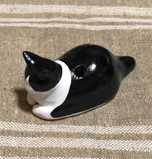 ネコリナ(猫のオカリナ)/maru/ハチワレ 白黒ネコ 1枚目の画像