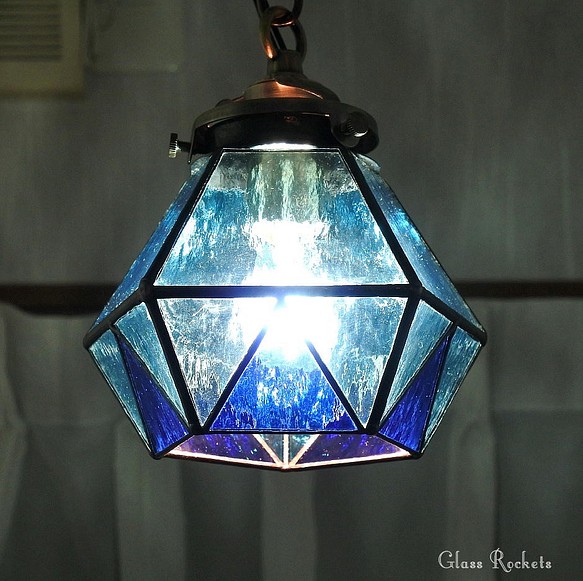 ブルー　ガラス照明ランプ