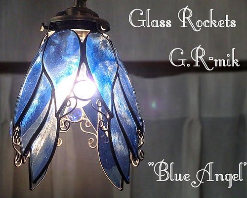 天使の青いらんぷ ステンドグラス 照明 ランプ ペンダント シーリング