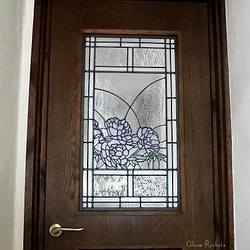 送料無料 芍薬 シャクヤク ステンドグラス パネル 窓 ドア 壁 建築用 1枚目の画像