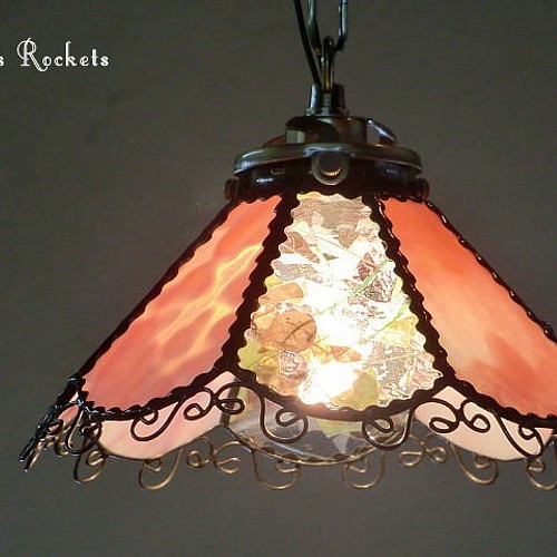 ステンドグラス キャンディーピンク ペンダント 照明 ライト ランプ 