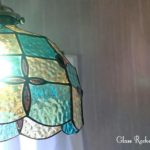 フラワークロス レトロ ステンドグラス ランプ 照明 ペンダント 照明 
