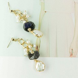 日本素材文青設計師手作 水晶之雪 針式耳環AG Fashion 第1張的照片