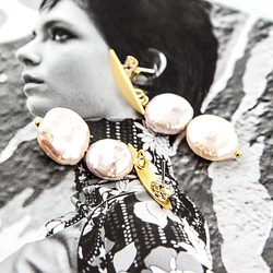 絕色黃銅系列- 淡水珍珠與黃銅 原色耳飾AG FASHION 第1張的照片
