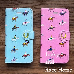 【在庫1】ジョッキーと競走馬　iPhone7/8ケース　手帳型スマホケース　ピンク 1枚目の画像