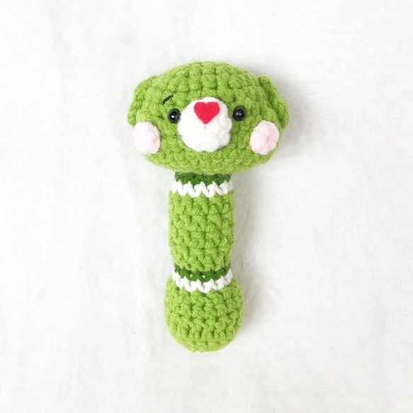 :: 寶寶系列 :: 小黏獸手搖鈴(綠色) │彌月禮物、毛線娃娃、客制化 第1張的照片