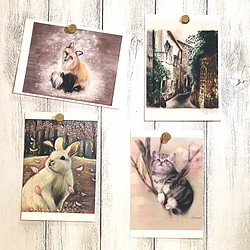 kurumi作　かわいい動物たちポストカード４セット№2 1枚目の画像