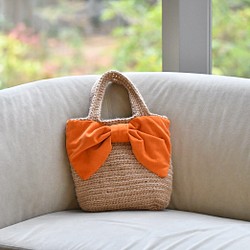 sale 7200→5900 yen Front ribbon basket (with inner cloth/made to 第1張的照片