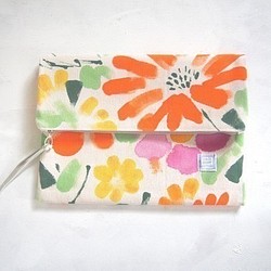 ■SALE!!■ clutch bag / flower garden / 帆布8号　手染めキャンバスクラッチバッグ 1枚目の画像