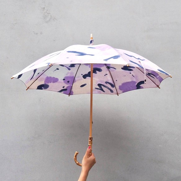 手染太陽傘/棉陽傘/紫色 第1張的照片