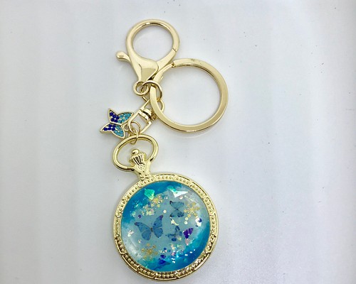 ジャラジャラキーホルダー チャーム レジン ハンドメイド 蝶 梅 おばけ