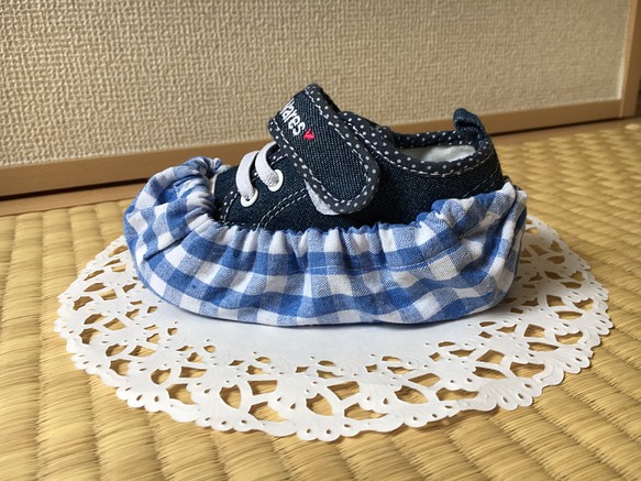 靴カバー☆さわやかチェック 1枚目の画像