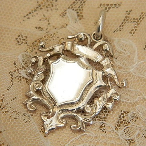 純銀製フォブ＊1908年英国フルホールマーク懐中時計チェーン飾り 