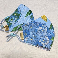 夏色・和柄の布マスク『紫陽花・ブルー』 1枚目の画像